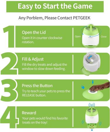 PetGeek Interactive Automatic Dog Feeder Toy Treat Dispensing Puzzle Toy for Dogs and Cats Electronic Food Dispenser with Remote Control Safe ABS Material IQ Training Pet Toy (Green) - Buy Online on GoSupps.com