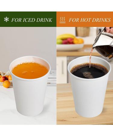JOLLY PARTY 100 Pack 12 oz Disposable Paper Coffee Cups with Lids - Hot/Cold Beverage Drinking Cup for Water, Juice, Coffee or Tea - Ideal for Home, Shops, and Cafes - 12oz White - Buy Online on GoSupps.com