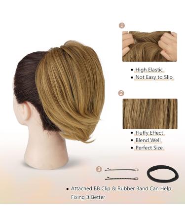 BARSDAR HAARDIAD Hair Extensions - Premium Synthetic Short Ponytail Rolls & Hair Jewelry for Women - 12/22cm & 12/24# Light Gold Brown & Pale Golden Blonde - Buy Online on GoSupps.com