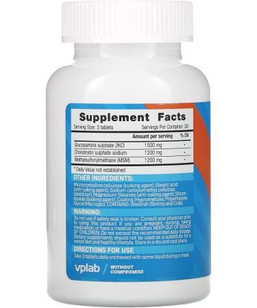 Vplab Glucosamine Chondroitin MSM - 90 Tablets for Joint Health - Buy Online on GoSupps.com