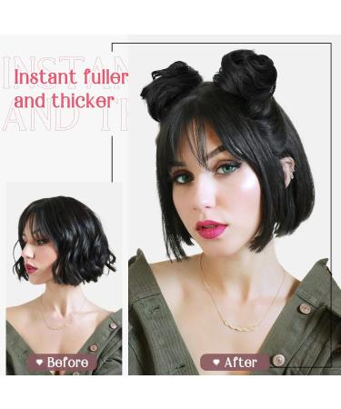 HOOJIH Messy Bun Hair Piece 2 PCS Space Buns Claw Clip Extensions - Natural Black Hair Accessories for Women - Buy Online on GoSupps.com