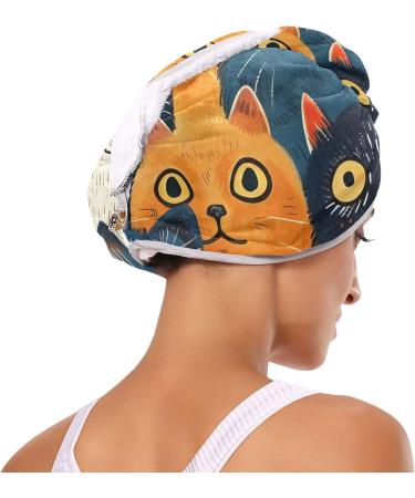 Buy Painting Cats Hair Towel 2 Pack | Super Absorbent Quick Dry Hair Turbans for Women & Girls - Buy Online on GoSupps.com