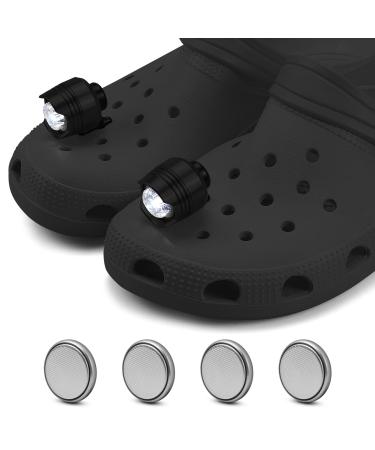 KelejakaMT 2 Pcs Croc Lights, Croc Headlights for Croc Accessories, Ipx5 Waterproof Croc Lights Suitable for Kids and Adults Shoes - Three Lighting Modes (Black)