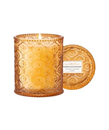 La Jolie Muse Scented Candle Gifts for Women Sandalwood & Patchouli Candles 8 oz 55 Hour Burn Time Luxury Candles Candles for Home Scented Natural Soy Wax Candles Sandalwood and Patchouli 8oz