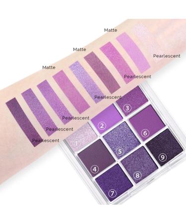 Premium 9 Color Eyeshadow Palette - Glitter & Matte Waterproof Makeup in Purple Pink Lavender | Highly Pigmented Shimmer Sparkling Party Ready - Buy Online on GoSupps.com