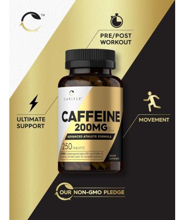 Carlyle Caffeine Pills 200mg - 250 Tablets | Advanced Athlete Formula | Vegetarian Non-GMO & Gluten Free Supplement - Buy Online Internationally - Buy Online on GoSupps.com