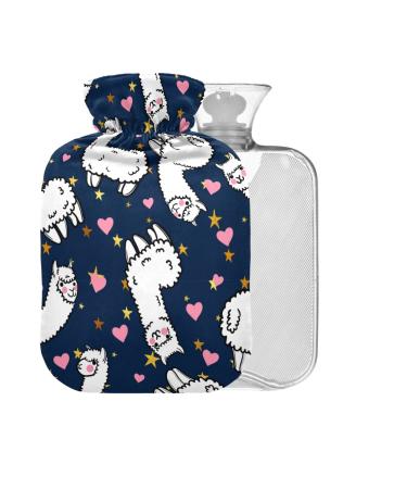 Cute Llama Hot Water Bottle with Cover Alpaca BPA Free 2L Large Hot Water Bag for Pain Relief