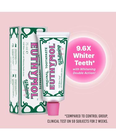 Euthymol Whitening Toothpaste 75ml x 6 Contains Fluoride Vitamin E Non-GMO Gluten Free Plaque Removal Cavity Protection Antibacterial White Clean Teeth Freshens Breath Refreshing Dental Care - Buy Online on GoSupps.com