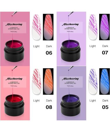8 Colors Glowing Spider Gel with Neon Fluorescent Effect Soak-Off Uv LED Painting Gel Nail Design Gel - Buy Online on GoSupps.com
