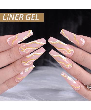 Glitter Gold & Silver Gel Nail Art Set | 2Pcs Soak-off Gel Polish with Thin Brush | DIY Nail Decoration Pen for Home Manicure - Buy Online on GoSupps.com