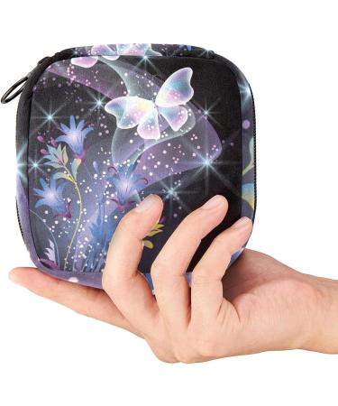 Menstrual Bag with Zipper - Stylish Sanitary Pads & Tampons Collection Bag for Women & Girls (Butterflies & Flowers) - Buy Online on GoSupps.com