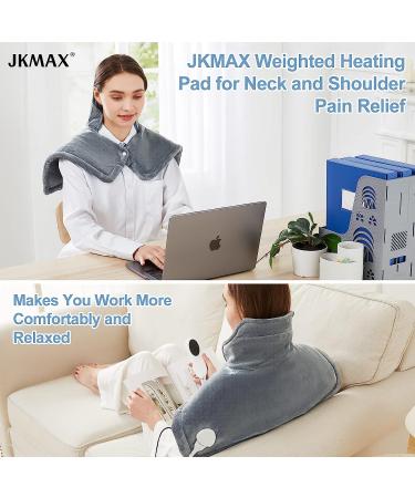 JKMAX 2lb Weighted Heating Pad for Neck and Shoulders - 10 Heat Settings, 3 Timer Settings - Auto-Off - Gifts for Women Men Mom Dad - 17x23 Grey - Buy Online on GoSupps.com