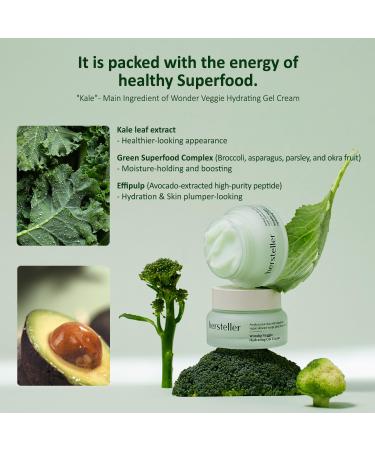 Hersteller Wonder Veggie Hydrating Gel Cream 50ml 1.7 Fl Oz Superfood Kale Leaf Extract Deep Hydrating Moisturizing Vegan Facial Skin Korean Skincare - Buy Online on GoSupps.com