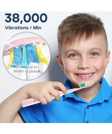 Seago Electric Toothbrush for Kids 3+ | Rechargeable Extra Soft Bristles 5 Cleaning Modes DIY Sticker - Light Pink - Buy Online on GoSupps.com