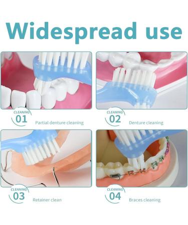 4 Pieces Denture Brush Set - Ergonomic Toothbrush for False Teeth Cleaning | Multi-Layered Bristles - Buy Online on GoSupps.com