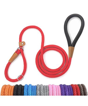lynxking tow lines for dogs dog linen retrieverleine Kleine Zugleine for small medium-sized large dogs (red train stop-0.9cm x 180cm) Train stop-0.9cm x 180cm red