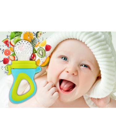Baby Food Feeder 2 Pack Fruit Pacifier Set | 6 Silicone Pacifiers | Dispensing Spoon | Baby Feeding Set in Green - Buy Online on GoSupps.com