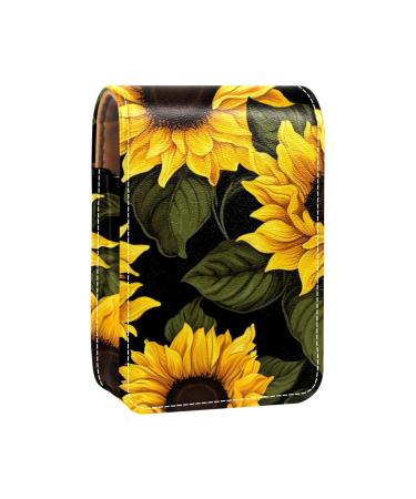 Travel Lipstick Organizer Case Lipstick Case Portable Makeup Bag With Mirror Blooming Sunflower T788s1xvtj