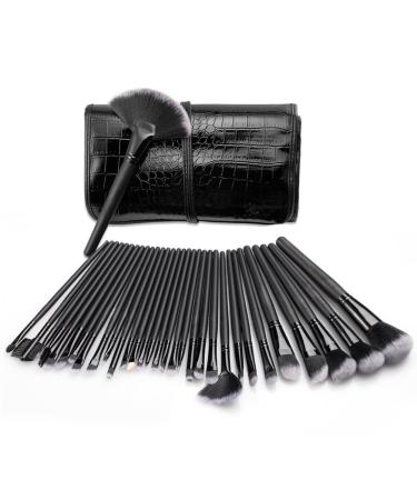 Bular make-up brush set 32 pieces make-up brush set Professional Brushes Set Makeup Brush Foundation Lips eyeliner make-up brush cosmetics set and bag (black & pink)