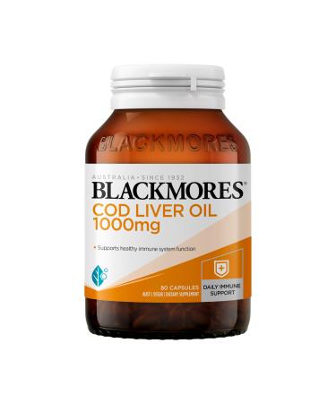 Blackmores Cod Liver Oil 1000 mg 80 Capsules Vitamin A + Vitamin D + Omega-3 Made in Australia