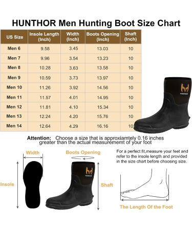 Hunthor Men's Rubber Boots with Steel Shank - 6mm Neoprene Insulated, Waterproof Work Boots for Hunting, Gardening, Farming, Fishing - Size 9 - Buy Online on GoSupps.com
