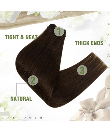Easyouth Darkest Brown Real Human Hair Weft Extensions - 18 Inch 100g 3-Weft #2 - Buy Online on GoSupps.com