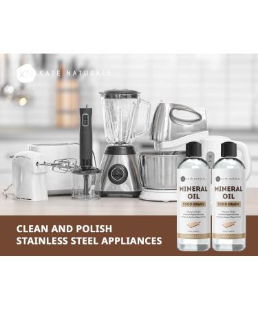 Kate Naturals Mineral Oil 2-Pack - 8oz for Cutting Boards & Kitchen Utensils - Food Grade, Food Safe Oil for Butcher Blocks, Stainless Steel & Wood - Buy Online on GoSupps.com