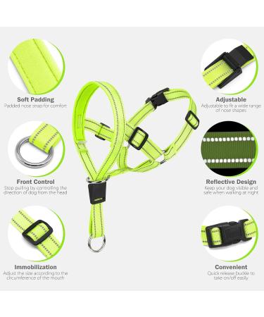 Buy Weesiber Soft Dog Handlebars - Adjustable Padded Halter with Reflective Stripes for Training & Walking | Large Green - No Pulling Comfortable Design - Buy Online on GoSupps.com