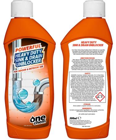 One Chem Heavy Duty Sink and Drain Unblocker 500 ml Kitchen Bathroom Sink and Drain Unblocker - Buy Online on GoSupps.com
