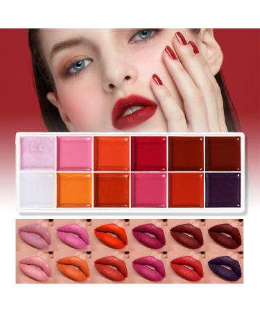Lip Gloss Palette Lipstick Makeup 12 Colors High Pigment Moisturizing Long Lasting Water Resistant Vibrant Shades for Teens Women Travel - Buy Online on GoSupps.com