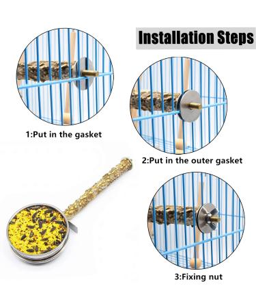 Stainless Steel Bird Feeding Cups - 2 Pack Hanging Parrot Cage Feeder & Water Bowl with Wood Perch - Ideal for Parakeets, Cockatiels, Lovebirds, Budgies - Buy Online on GoSupps.com