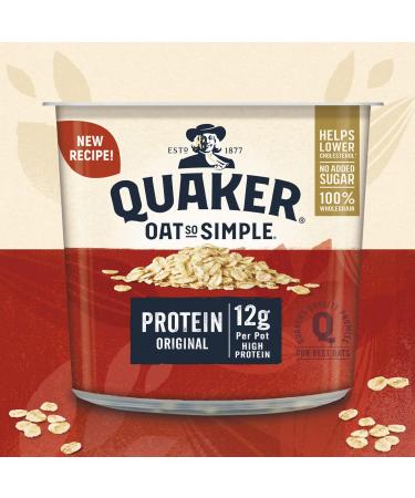 Quaker Oat Protein Original Porridge Pots 6 x 49g - High-Protein Breakfast Instant Oats - Buy Online on GoSupps.com