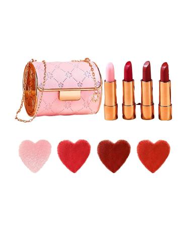 Velvet Matte Lipstick Set with Glamorous Chain Clutch, New 4 Colors Waterproof Matte Lipstick Set, Long Lasting Lipstick Set, Elegant Leather Chain Bag