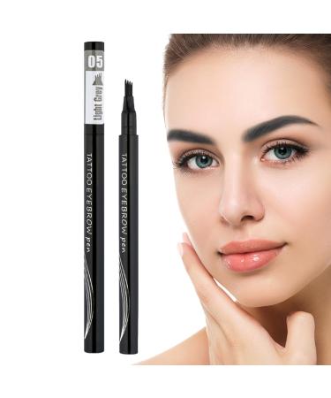 Eyebrow Pencil with Multi Forks | Long-Lasting and Waterproof Eye Brow Contouring - Daily Eyebrow Makeup Supplies for Home Working Dating Traveling Gathering 5# Light Gray