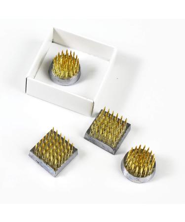 Wazakura Mini Ikebana Kenzan Japanese Flower Holder Set - Made in Japan | Round Square Brass Floral Arranging Pin Frog - 1(24mm) - Buy Online on GoSupps.com
