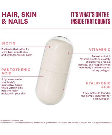 Habit Hair, Skin & Nails Supplement (60 Capsules) - New Look, Supports Skin Hydration, Hair & Nail Strength, Biotin 2000mcg, Vitamin A & C, Hyaluronic Acid, Rosehip, Vegan, Non-GMO (1 Pack) - Buy Online on GoSupps.com
