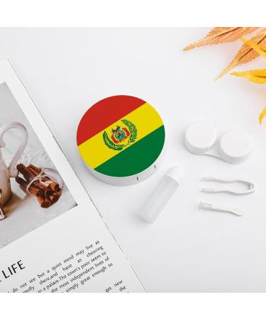 Bolivia Flag Contact Lens Case - Portable Travel Box with Mirror for Convenient Lens Storage - Buy Online on GoSupps.com