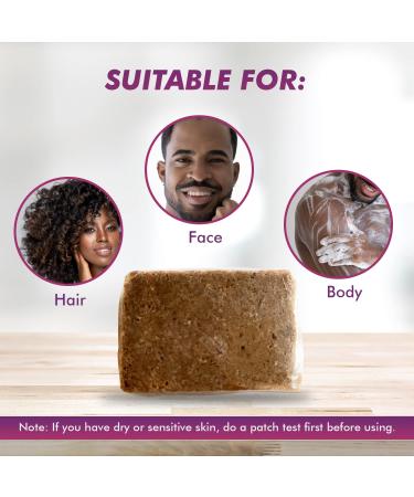 Glowsavy African Black Soap - Natural Exfoliating Bath Soap for Smooth & Hydrated Skin - Deep Cleansing Face, Body, Skin - Vegan & Cruelty-Free - 1 Bar - Buy Online on GoSupps.com