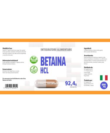 Betaine HCL 650mg 120 G lules V g tales Test par un laboratoire ind pendant - Buy Online on GoSupps.com