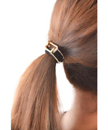 3 PCS Elegant Black Gold Bracelet Hair Ties for Women and Girls - No Crease Elastic Bands - Buy Online on GoSupps.com