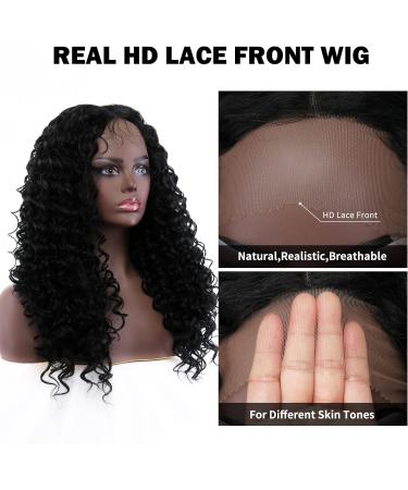 BESTUNG 24 Inch Black Curly Lace Front Wig - Heat Resistant Synthetic Fiber - Glueless Long Curly Wig for Black Women - Buy Online on GoSupps.com