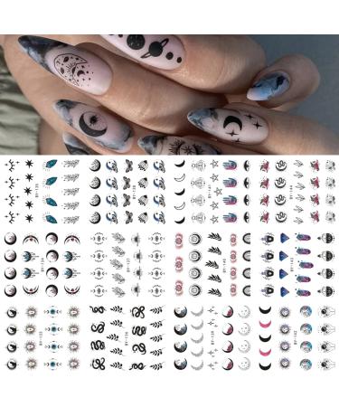 Designer Star Moon Nail Art Sticker Set - 12 Sheets | Luxury Water Transfer Decals for Gothic Nails | DIY Nail Decoration for Women - Buy Online on GoSupps.com
