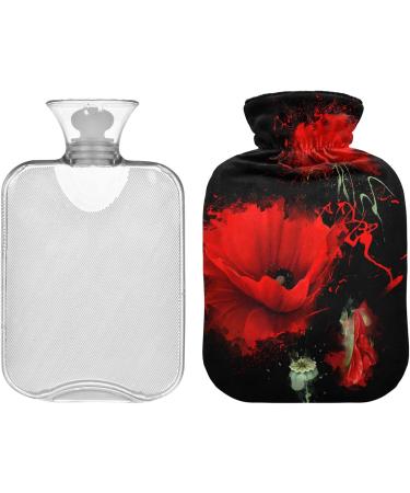 NAANLE 2L Hot Water Bottle with Red Poppy Cover - Pain Relief Menstrual Cramps & Heat Therapy - Buy Online on GoSupps.com