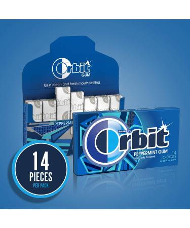ORBIT Peppermint Sugarfree Chewing Gum 14 Pieces, Pack of 12 - Fresh Breath Anytime - Buy Online on GoSupps.com