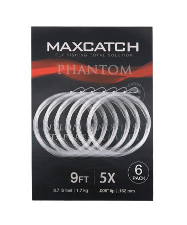 Maxcatch Fly Fishing Tapered Leader Line 6 Pack -Pre-Tied Loop- Tensile Strength- Abrasion Resistance- Low Memory 7.5ft/9ft/12ft/15ft, 0X-6X Pre-Tied Loop-Clear-Nylon-6 pc 9ft 5X(6pcs)