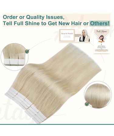 Full Shine 24 Inch Tape In Hair Extensions - Double Sided Remy Human Hair #60 Platinum Blonde, Silky Straight - 20 Pieces, 50g - Buy Online on GoSupps.com