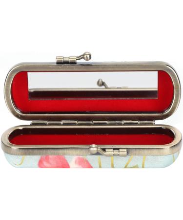 Shop Vintage Embroidery Lipstick Gloss Case | Portable Lipstick Holder with Mirror | Stylish Cosmetic Storage Set - Buy Online on GoSupps.com