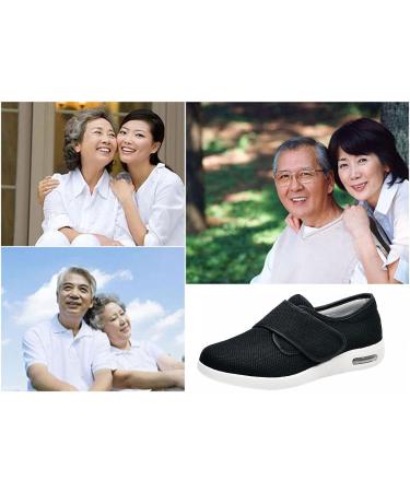 Men's Wide Fit Memory Foam Diabetic Slippers - Comfortable Air Cushion Lightweight Walking Shoes for Elderly with Swollen Feet & Plantar Fasciitis - Size 7.5, Black - Buy Online on GoSupps.com