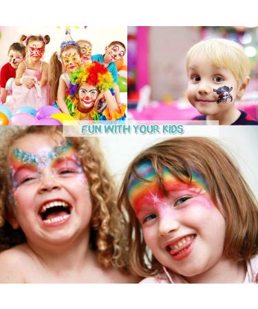 Bowitzki Face Paint Kit - 12 Vibrant Colors 2 Glitter 40 Stencils Hypoallergenic & Non-Toxic for Kids - Perfect for Halloween & Professional Use - Buy Online on GoSupps.com