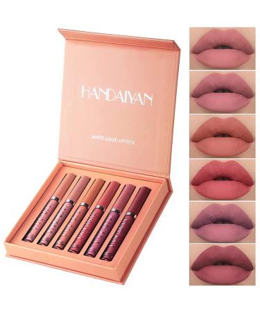 6Pcs Matte Lipstick Set - Long Lasting, Waterproof Velvety Liquid Lip Gloss - Non-Stick Matte Finish - Makeup Set - Buy Online on GoSupps.com